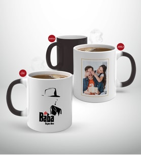 BK Gift Kişiye Özel Babalar Günü Hediyesi Fotoğraflı Sihirli Kupa Bardak-17 (Beyaz)