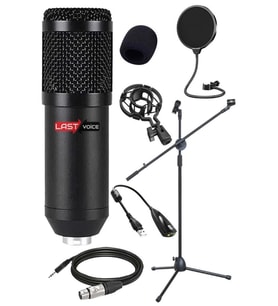 BM800 Mikrofon + Shock Mount + Stand + Filtre + Dönüştürücü