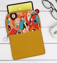 BK Gift Modern Soyut Tasarımlı Taşınabilir Koruyucu Tablet Kılıfı & Organizer Çanta - Sarı-6