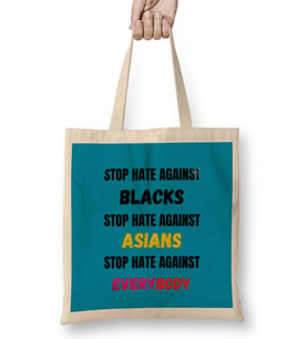STOP HATE AGAINST blacks Asians Everybody Stop Hate Asian Black Lives Matter Bez Çanta Uzun Saplı