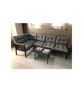 Miami melisa 3+2 Köşe Yön değiştirilebilir Koltuk Takımı Balkon-bahçe-kafe mermerdesen 70x50cm sehpa