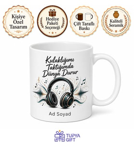 Kulaklık Takan Müzik Aşıkları İçin Dünya İle Bağlantıyı Kes Kupa Bardak Hediye