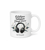 Kulaklık Takan Müzik Aşıkları İçin Dünya İle Bağlantıyı Kes Kupa Bardak Hediye