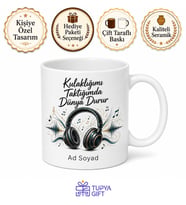 Kulaklık Takan Müzik Aşıkları İçin Dünya İle Bağlantıyı Kes Kupa Bardak Hediye