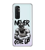 Xiaomi Mi Note 10 Lite Uyumlu Arnold Fitness Never Give Up Desenli Şeffaf Telefon Kılıfı