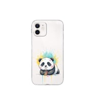 iPhone 12 ile Uyumlu Splash Panda Tasarımlı Şeffaf Silikon Kılıf