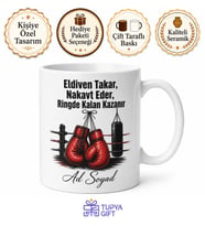 Boksöre Eldiven Nakavt Eden Direnç Ringde Kalanlara Boks Antrenmanı Kupa Hediye