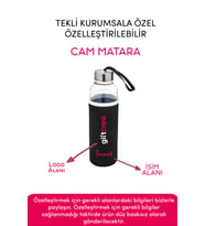 Kurumsala Özel Kılıflı Cam Matara , Özelleştirilebilir Tekli Kılıflı Cam Matara 470 ML Borosilikat