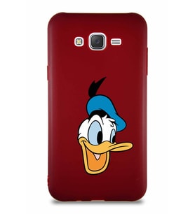 Samsung Galaxy J7 Soft Premier Kapak Donald Duck-A Tasarımlı Silikon Kılıf - Mürdüm (Şeffaf)