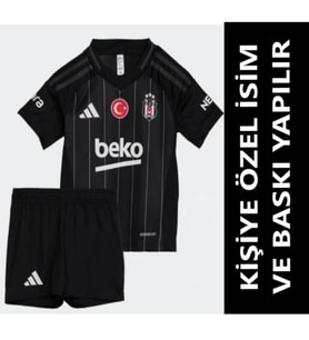 Beşiktaş Forması Siyah  2024-2025 Yeni Sezon KİŞİYE ÖZEL İSİMLİ VE NUMARA BASKILI Çocuk Futbol Forması