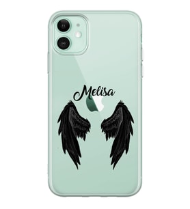 Siyah Melek Kanadı Tasarımlı Şeffaf Telefon Kılıfı (Tüm Modeller Mevcuttur)