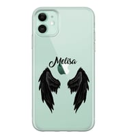 Siyah Melek Kanadı Tasarımlı Şeffaf Telefon Kılıfı (Tüm Modeller Mevcuttur)