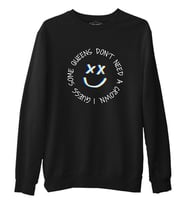 Louis Tomlinson - Queens don't Need Crown Siyah Erkek Kalın Sweatshirt