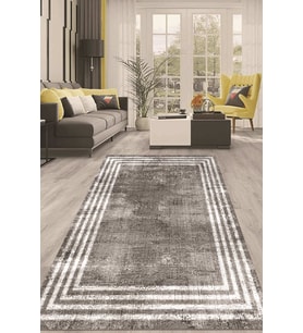 Dijital Kaymaz Taban Yıkanabilir Modern Renkli Salon Halısı Mutfak Halısı Yolluk ND-HT-485 (Gri)