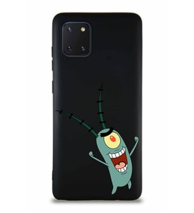 Samsung Galaxy Note 10 Lite Soft Premier Kapak Plankton Tasarımlı Silikon Kılıf - Siyah (Şeffaf)