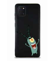 Samsung Galaxy Note 10 Lite Soft Premier Kapak Plankton Tasarımlı Silikon Kılıf - Siyah (Şeffaf)