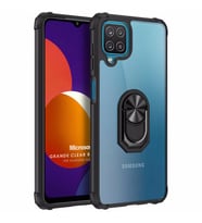 Microsonic Samsung Galaxy M12 Kılıf Grande Clear Ring Holder Siyah