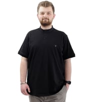 Mode XL Büyük Beden Erkek Tişört Düğmeli Hakim Yaka T-Shirt U24339 Siyah