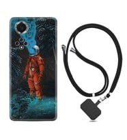 Huawei Nova Y70 Y90 Nova 9 SE  Kılıf Boyun Askılı Silikon Astronot Smoke 1769
