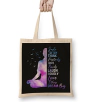 Meditation Yoga Zen Buddhism Buddhist Yogi Quote Bez Çanta Uzun Saplı