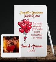 Sevgililer Gününe Özel Deri Beyaz Defter Kalem & Instagram Çerçeve Hediye Seti 27