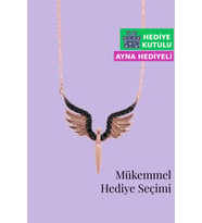 Jewelmim Gümüş Melek Kolye Rose Altın Kaplama Taşlı Melek Kanadı Kolye 925 Ayar Gümüş Mikail Meleği Kolye