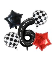 Siyah Yarış Pisti Damalı 6 Yaş Folyo Balon Set