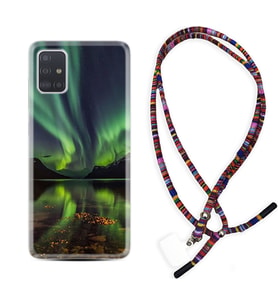 Samsung a71 A72 A73 A7 A9 2018 C7 C9 Kılıf Boyun Asklı Rasta Silikon Kuzey Işıkları 1327