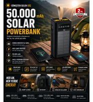 Güneş Panelli Powerbank LED Işıklı Taşınabilir Şarj Cihazı