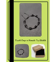 Fasetli Onyx ve Hematit  Taş Bileklik