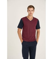 Erkek V.Yaka Pijama Takımı Modern Tasarım 2100 (Bordo)