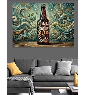 It'S Time For Drink Bira Şişesi Dekoratif Kanvas - Mdf Ahşap Tablo