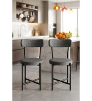 Sandalye 2 Adet Keten Kumaş Metal Ayak Modern Mutfak Sandalyesi Cafe Balkon Ofis Teddy 9813 Antrasit