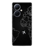 Vivo V29 Lite Kılıf Desenli Silikon Platinium Series Black Plane 1868