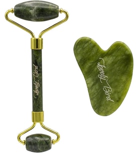 Yeşim Jade Roller ve Kalp Gua Sha Yüz Masaj Taşı Seti