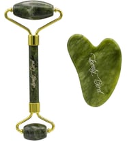 Yeşim Jade Roller ve Kalp Gua Sha Yüz Masaj Taşı Seti