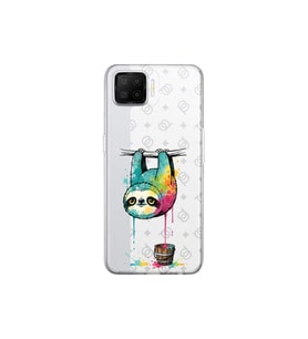 Oppo A73 ile Uyumlu Splash Tembel Hayvan Tasarımlı Şeffaf Silikon Kılıf