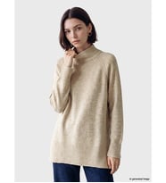 LCW Modest Bej Yarım Balıkçı Yaka Oversize Kadın Triko Tunik