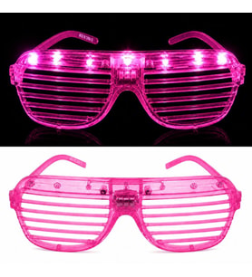 LED Işıklı Panjur Parti Gözlüğü Pembe Renk Shutter Gözlük