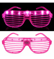 LED Işıklı Panjur Parti Gözlüğü Pembe Renk Shutter Gözlük