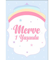 Gökkuşağı Unicorn enalı Doğum Günü Afişi 35X50 cm