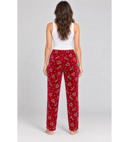 Giyim Kadın Tek Alt Pijama Pantolonu - Kalp Ve Fiyonk Desenli, Bordo