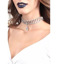 Kadın Antik Gümüş Kaplama Beyaz Swarovski Taş Detaylı Tasarım Choker