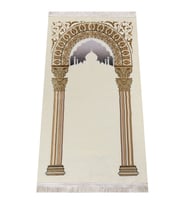 Taç Mahal Desenli Şönil Seccade - Krem Renk (STD)