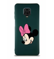 Xiaomi Redmi Note 9S Soft Premier Kapak Minnie Mouse-B Tasarımlı Silikon Kılıf - Yeşil (Şeffaf)