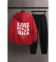 Unisex Love Never Fails Baskılı Eşofman Takımı (A.Kırmızı)