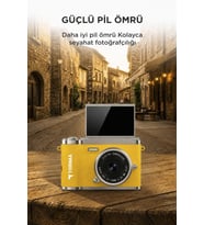 Torima Mini Dijital Retro Kamera 48MP 8X Zoom Flip Ekranlı Selfie Video Vlog Kamerası CMR51 Sarı