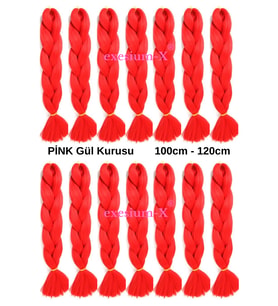 X-Pression Afrika Örgüsü Ve Rasta Için Sentetik Saç 100gr-PINK-GULKURUSU