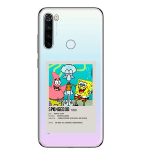 Redmi Note 8 Uyumlu Sunger Bob Minimalist Poster Desenli Şeffaf Telefon Kılıfı