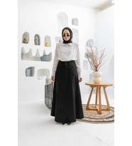 2195- Denim Mevlana Parçalı Etek Siyah